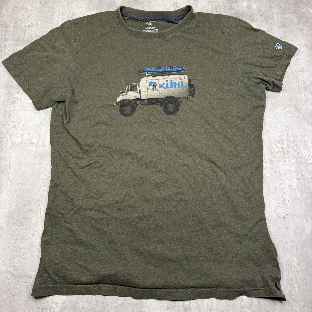 KUHL MOG Tee Men's M Olive Green Unimog Kayak Graphic Organic Cotton